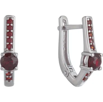 Náušnice Stříbrné náušnice s českým granátem, rhodiované - linka Zapínání: klapka