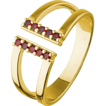 Prsten Stříbrný prsten s českým granátem, zlacený Velikost: 52
