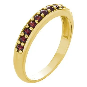 Prsten Stříbrný prsten s českým granátem, zlacený - linka Velikost: 60