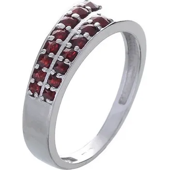 Prsten Stříbrný prsten s českým granátem, rhodiovaný - linka Velikost: 54