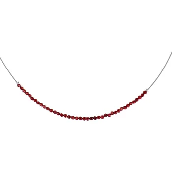 Náhrdelník Stříbrný náhrdelník s českým granátem, rhodiovaný