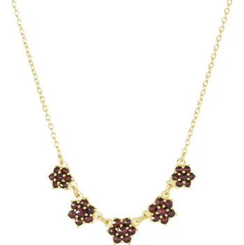 Náhrdelník Zlatý náhrdelník s českým granátem - květina