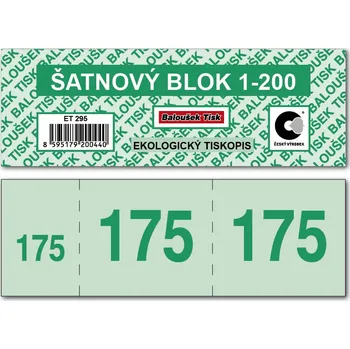 Tiskopis Šatnové bloky 1-200 čísel - zelená
