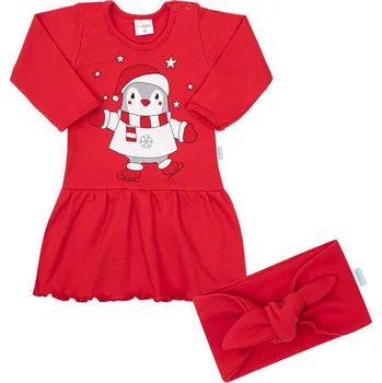 Kojenecké oblečení NEW BABY Kojenecké bavlněné šatičky s čelenkou New Baby Winter Penguin Vel. 86