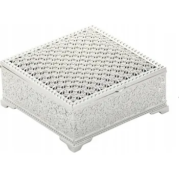 Šperkovnice Čtverec Šperkovnice na bižuterii stříbrná krabička, dárek krabička