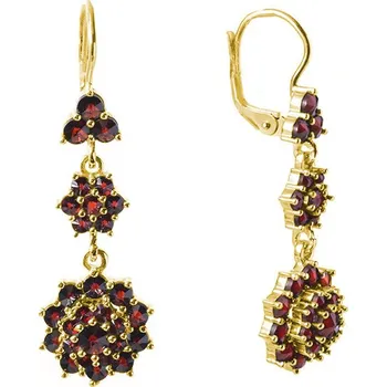 Náušnice Stříbrné náušnice s českým granátem, zlacené - květina Zapínání: puzeta