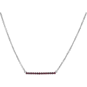 Náhrdelník Stříbrný náhrdelník s českým granátem, rhodiovaný - linka