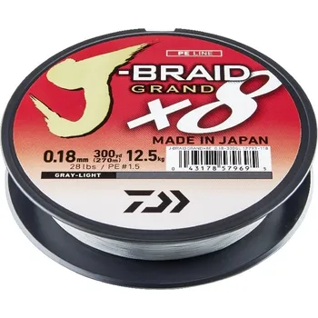 Daiwa Splétaná Šňůra J-Braid 8 Grand Světle Šedá 135 m-Průměr 0,20 mm / Nosnost 16 kg