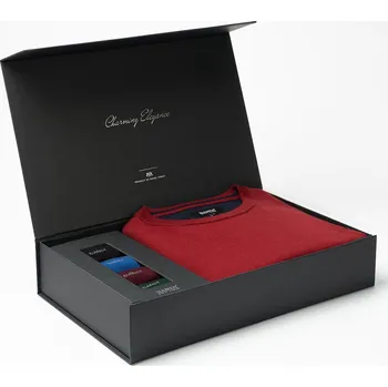 Pánská móda Set pánského svetru AUGUSTIO Wine a ponožek v dárkovém boxu