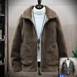 Best Fashion Pánská oboustranná fleecová bunda pro zimu Barva: Hnědá, Velikost: M