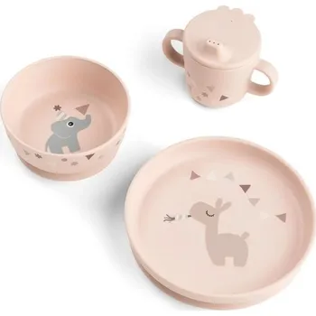 dětská jídelní sada DONE BY DEER Foodie jídelní set Celebration Lalee - růžový