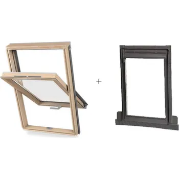 Okno SET DAKEA GOOD dřevěné střešní okno 66x118 cm + lemování KTF do 5cm