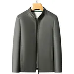 Best Fashion Pánská kožená bunda se stojáčkem v luxusním stylu Barva: Modrá, Velikost: XL