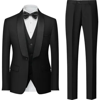 Pánský oblek Best Fashion Pánský třídílný oblek pro svatby a business Velikost: 5XL, Barva (Varianta): Černá