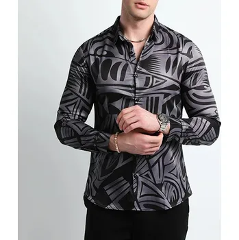 Pánská košile Best Fashion Pánská košile s výrazným potiskem pro volný čas Velikost: XL, Barva (Varianta): 2831-black