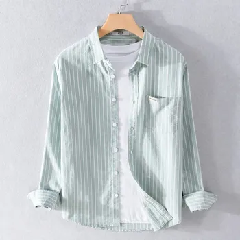 Pánská košile Best Fashion Pánská pruhovaná košile pro volný čas Barva: Zelená, Velikost: M