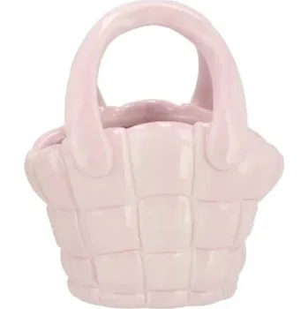 Váza Pastelově růžová keramická váza kabelka Happy Dreamy - 22*12*26 cm