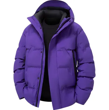 Pánská móda Best Fashion Pánská péřová bunda s kapucí pro zimní období Barva: Fialová, Velikost: 3XL