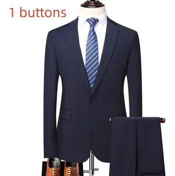 Pánský oblek Best Fashion Pánský elegantní oblek pro formální příležitosti Velikost: 4XL, Barva (Varianta): Navy 1 buttons