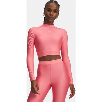 Dámské oblečení Dámské tričko Under Armour HeatGear Crop Mock LS-PNK 6012691-600 Růžová SM