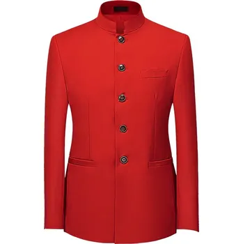 Best Fashion Pánské elegantní sako v business stylu Barva: Červená, Velikost: 4XL