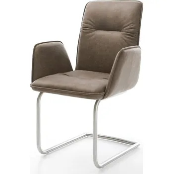 Jídelní židle DELIFE Jídelní židle Vinja-Flex mikrovlákno taupe vintage jídelní židle kulatá nerezová ocel