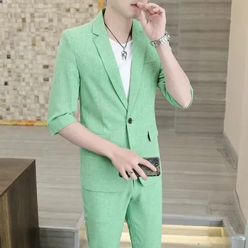 Pánský oblek Best Fashion Pánský elegantní oblek pro formální události Barva: Zelená, Velikost: 4XL