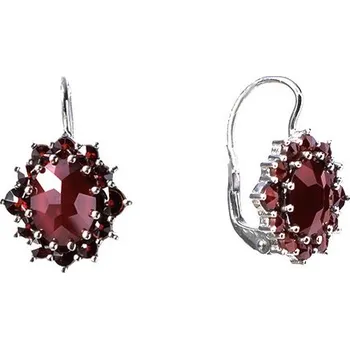 Náušnice Stříbrné náušnice s českým granátem, rhodiované - ovál Zapínání: puzeta