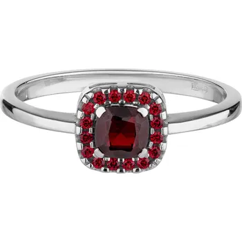 Prsten Stříbrný prsten s českým granátem, rhodiovaný - čtverec Velikost: 52