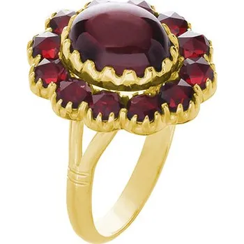 Prsten Stříbrný prsten s českým granátem, zlacený - ovál Velikost: 50