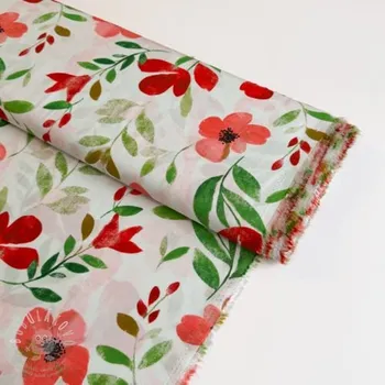 Viskóza RADIANCE Flowers Conie red digital print