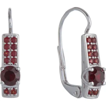 Náušnice Stříbrné náušnice s českým granátem, rhodiované - obdélník Zapínání: klapka