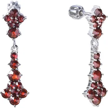 Náušnice Stříbrné náušnice s českým granátem, rhodiované Zapínání: balónek