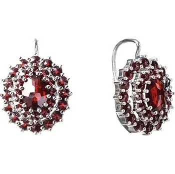 Náušnice Stříbrné náušnice s českým granátem, rhodiované - ovál Zapínání: puzeta