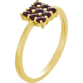 Prsten Stříbrný prsten s českým granátem, zlacený - čtverec Velikost: 56