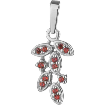 Přívěsek Stříbrný přívěsek s českým granátem, rhodiovaný - lístek