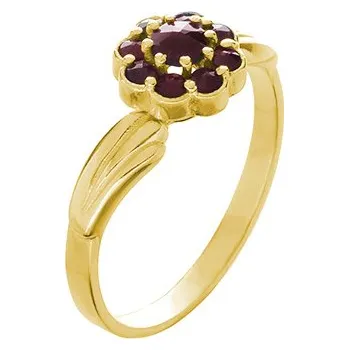 Prsten Stříbrný prsten s českým granátem, zlacený - květina Velikost: 60