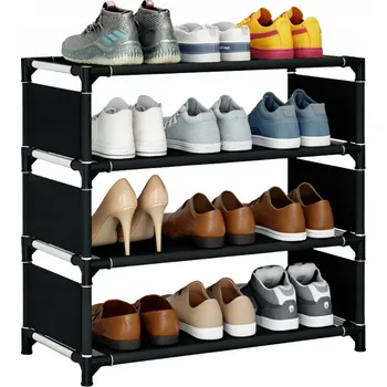 Botník na nožičkách, s policemi SNM 58 x 55 x 24 cm černá