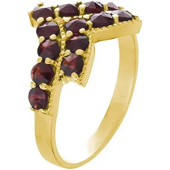 Prsten Stříbrný prsten s českým granátem, zlacený - špička Velikost: 53