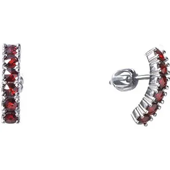 Náušnice Stříbrné náušnice s českým granátem, rhodiované - linka Zapínání: puzeta