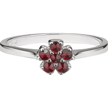 Prsten Stříbrný prsten s českým granátem, rhodiovaný - květina Velikost: 60