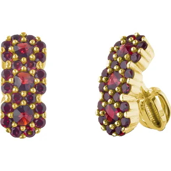 Náušnice Stříbrné náušnice s českým granátem, zlacené - květina Zapínání: balónek