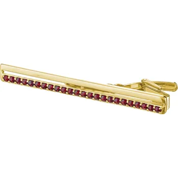 Spona na kravatu Stříbrná kravatová spona s českým granátem, zlacená