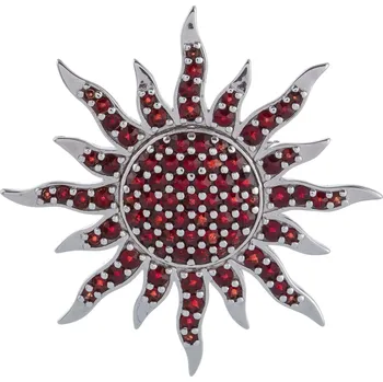 Přívěsek Stříbrný přívěsek s českým granátem, rhodiovaný - slunce