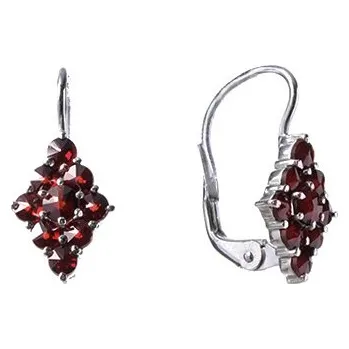 Náušnice Stříbrné náušnice s českým granátem, rhodiované - špička Zapínání: klapka