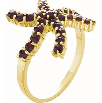 Prsten Stříbrný prsten s českým granátem, zlacený - hvězda Velikost: 51