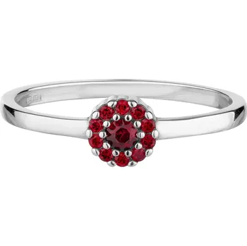 Prsten Stříbrný prsten s českým granátem, rhodiovaný - květina Velikost: 60