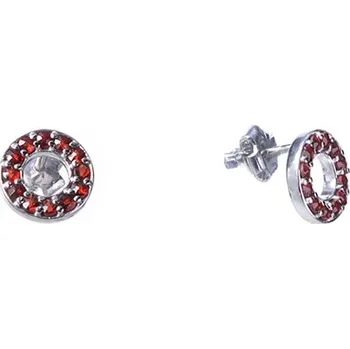 Náušnice Stříbrné náušnice s českým granátem, rhodiované - kruh Zapínání: klapka