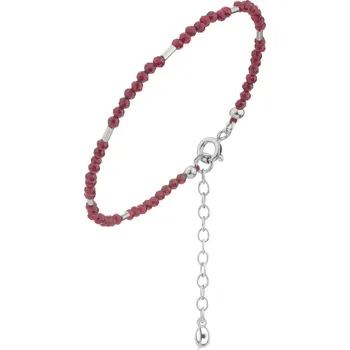 Náramek Stříbrný náramek s českým granátem, rhodiovaný