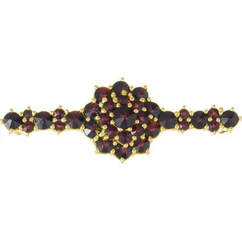 Brož Stříbrná brož s českým granátem, zlacená - květina